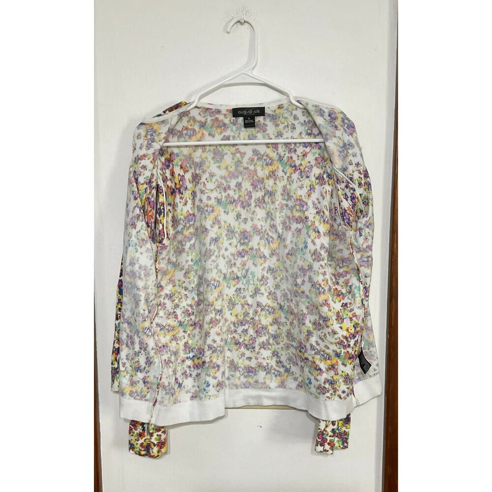 VTG August Silk Blurred Floral Knit Cardigan Sz X-Large Long Sleeve Button Front - Picture 4 of 6